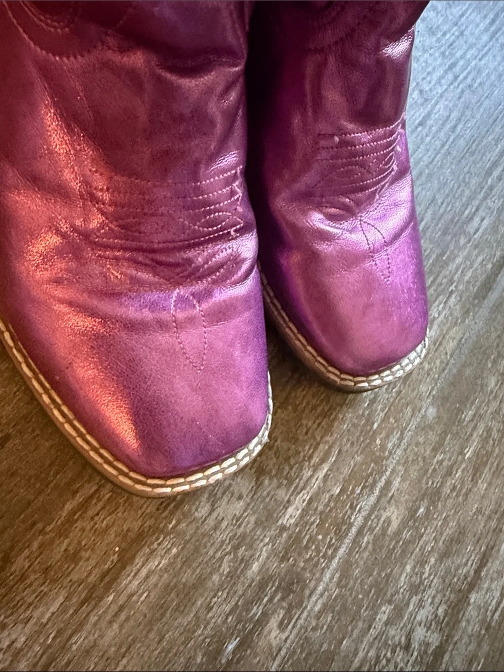 Old West Gina Shiny Metallic Purple Youth Western Boots